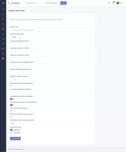 Cannabis LIMS Lab Settings page